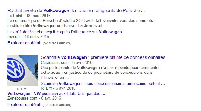 Actualités sur l'action Volkswagen