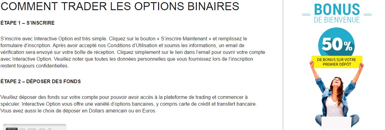 Au moins Interactive Option a le mérite d’expliquer clairement comment mettre un dépôt!