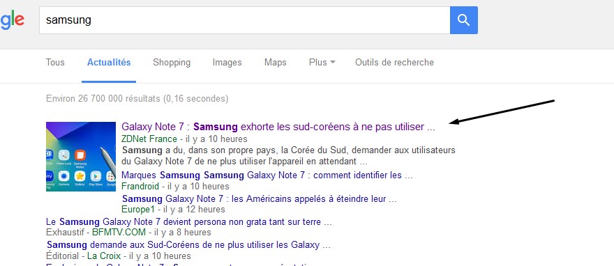 actualité importante pour l'action Samsung